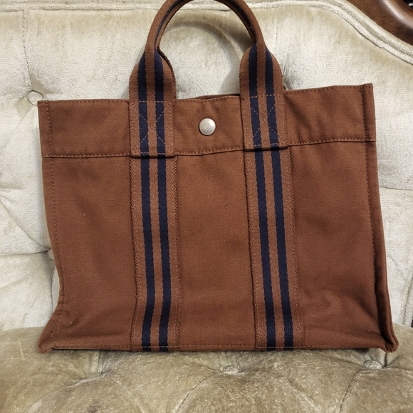 Hermes Handbags - Authentic Hermes small canvas tote bag